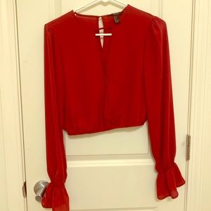 Red long sleeved crop top